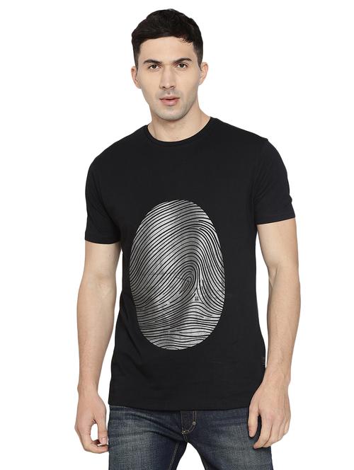 black cotton front print t-shirt - 14891501 - Very Small Image - 1