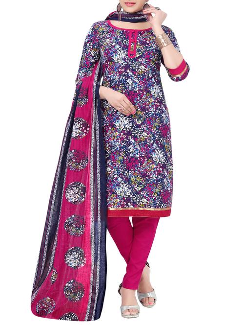 multicolor cotton unstitched churidar suit - 14891537 - Very Small Image - 1