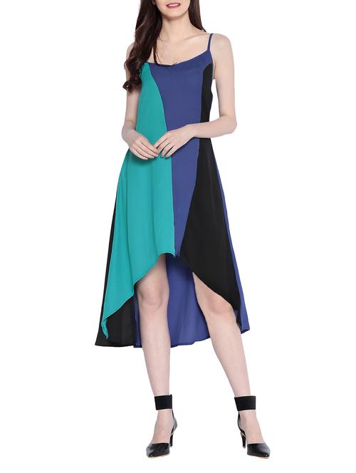 Color block high low dress - 14891670 - Standard Image - 1