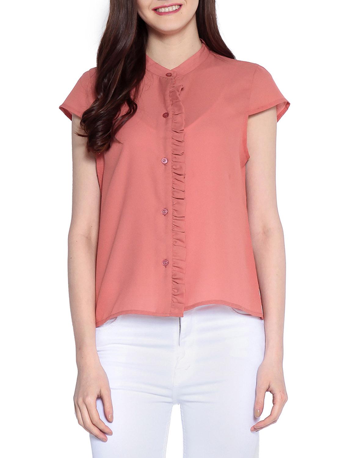 Frill detail button down shirt - 14891685 - Zoom Image - 1