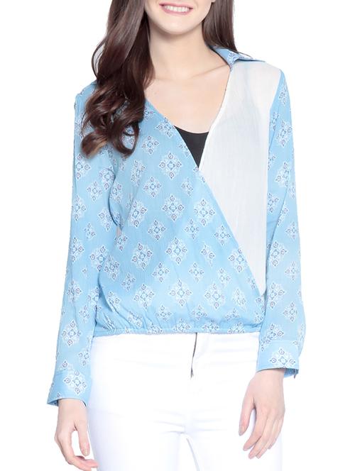 Surplice neck elasticated waist top - 14891688 - Standard Image - 1