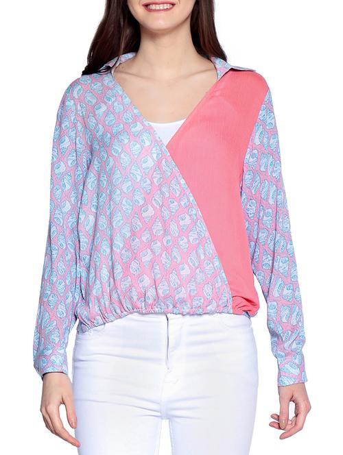 Surplice neck elasticated waist top - 14891689 - Standard Image - 1