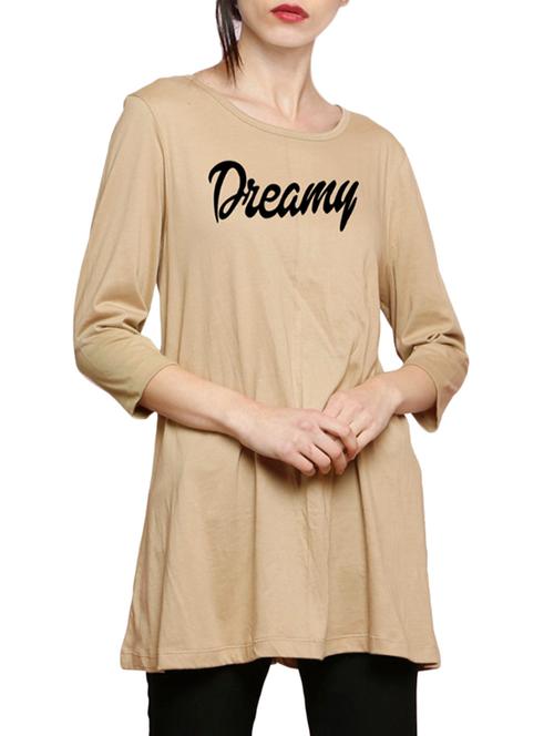 beige printed cotton tunic - 14891722 - Very Small Image - 1