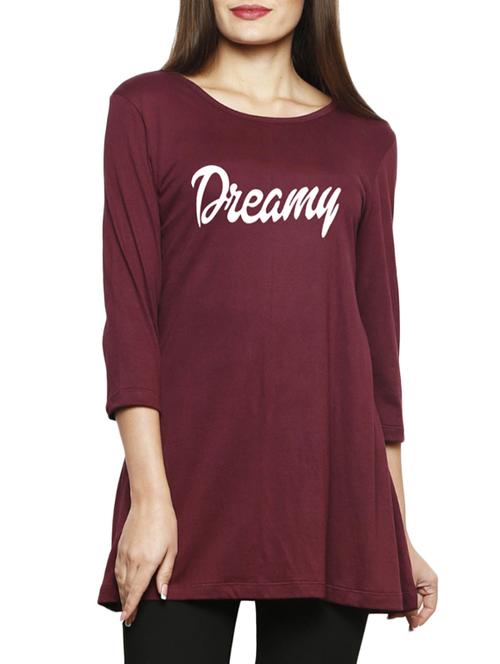 maroon printed cotton tunic - 14891741 - Very Small Image - 1