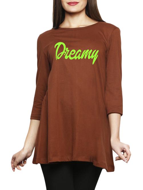 brown printed cotton tunic - 14891764 - Very Small Image - 1