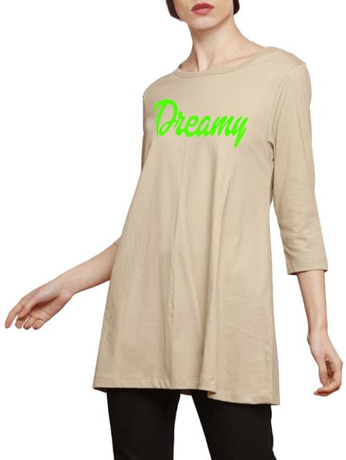 beige printed cotton tunic - 14891777 - Very Small Image - 1