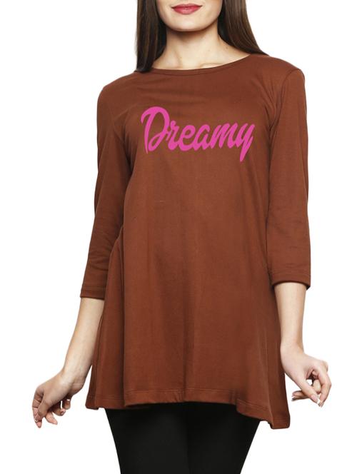 brown printed cotton tunic - 14891792 - Very Small Image - 1