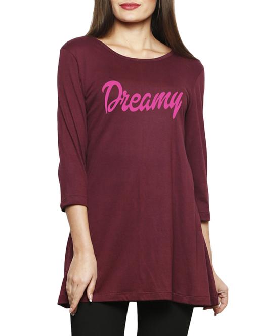 maroon printed cotton tunic - 14891797 - Very Small Image - 1