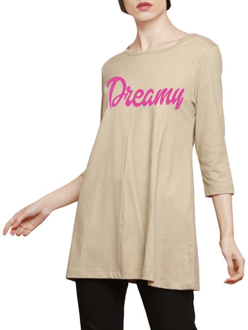 beige printed cotton tunic - 14891805 - Very Small Image - 1