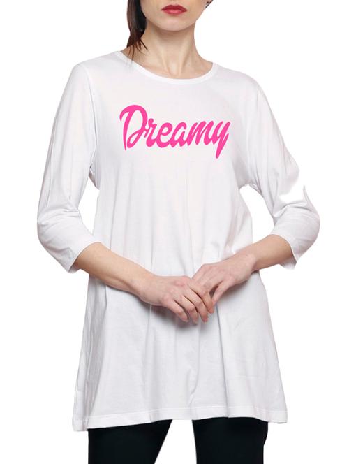 white printed cotton tunic - 14891811 - Very Small Image - 1