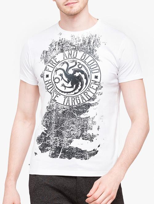 white cotton front print tshirt - 14891815 - Very Small Image - 1