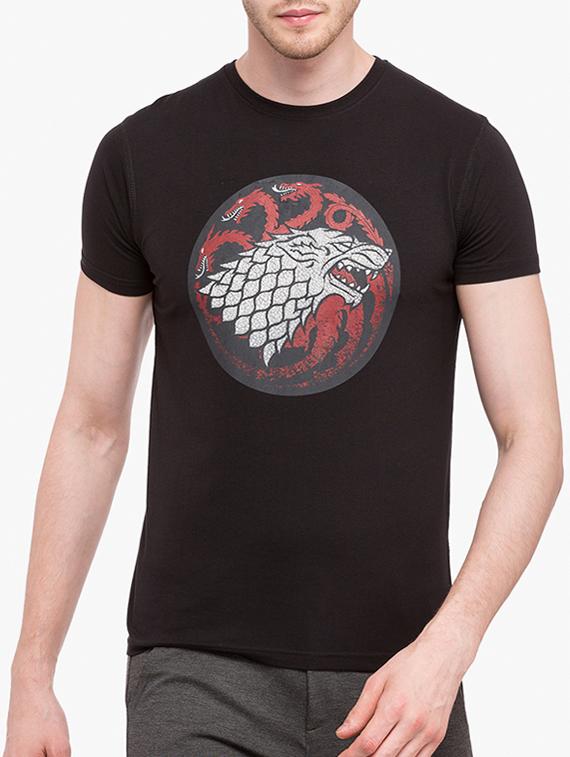 black cotton chest print tshirt - 14891817 - Zoom Image - 1