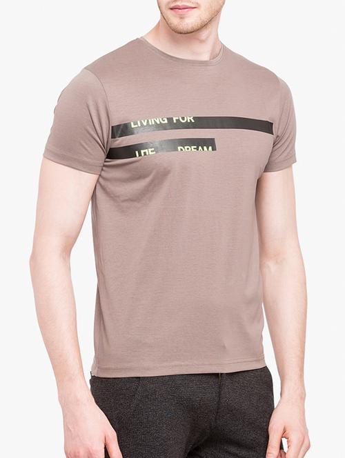 brown cotton chest print tshirt - 14891832 - Standard Image - 1