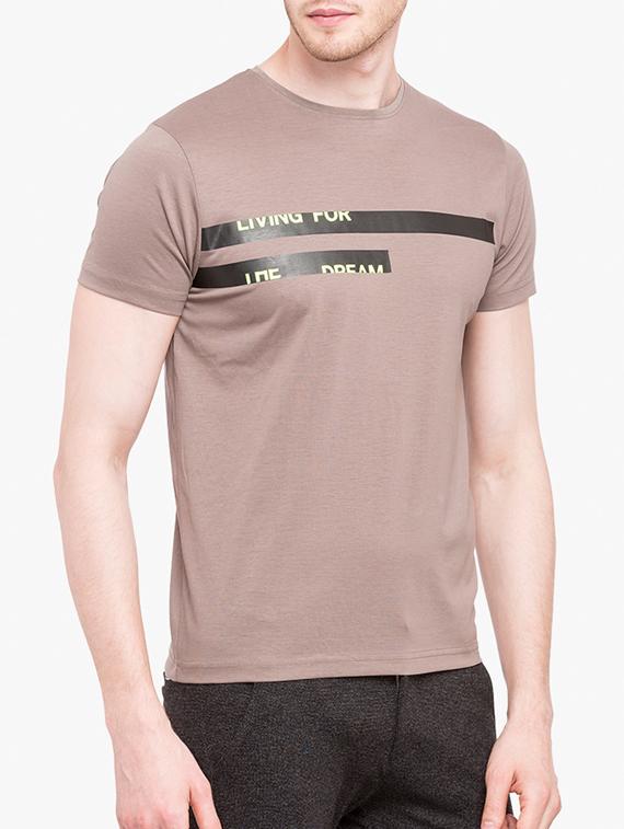 brown cotton chest print tshirt - 14891832 - Zoom Image - 1