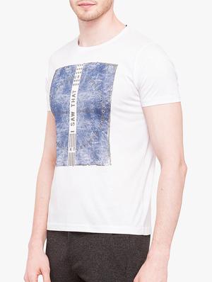 white cotton chest print t-shirt - 14891837 - Standard Image - 2