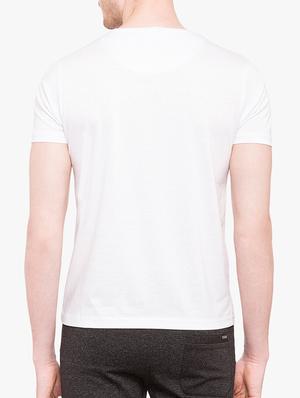 white cotton chest print t-shirt - 14891837 - Standard Image - 3