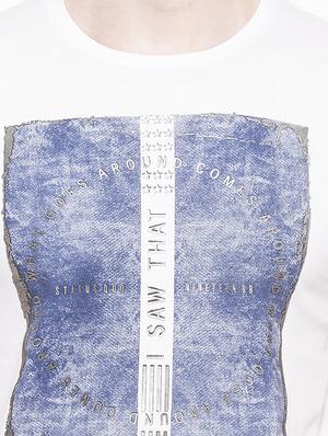 white cotton chest print t-shirt - 14891837 - Standard Image - 4
