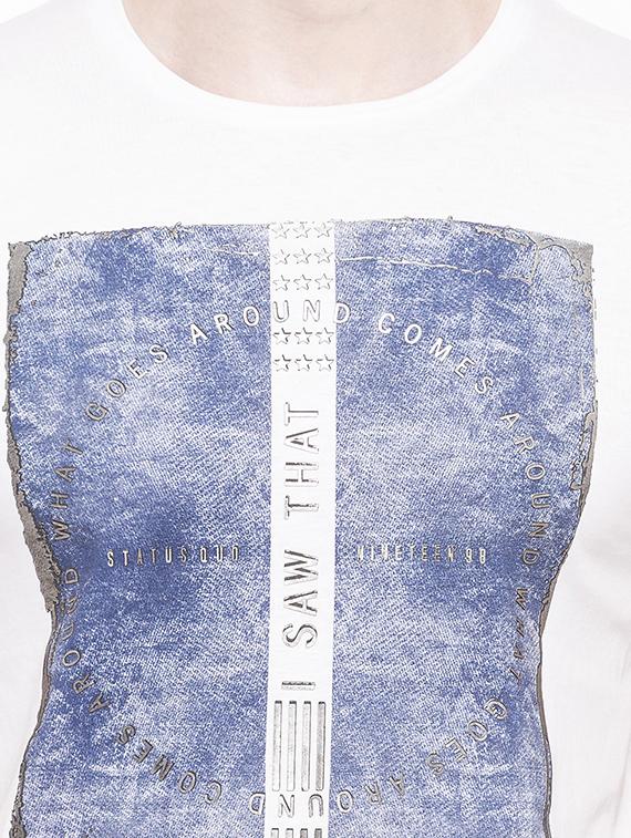 white cotton chest print t-shirt - 14891837 - Zoom Image - 4