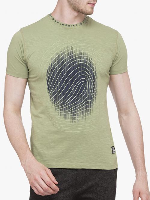 olive green cotton chest print tshirt - 14891848 - Standard Image - 1
