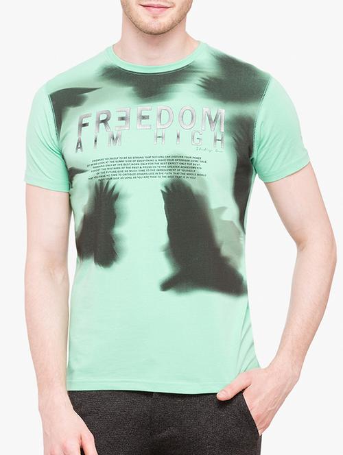 green cotton chest print t-shirt - 14891864 - Standard Image - 1