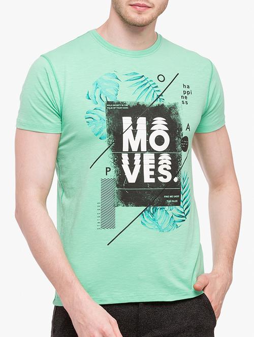 green cotton front print tshirt - 14891866 - Standard Image - 1