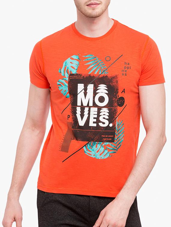 orange cotton front print tshirt - 14891867 - Zoom Image - 1
