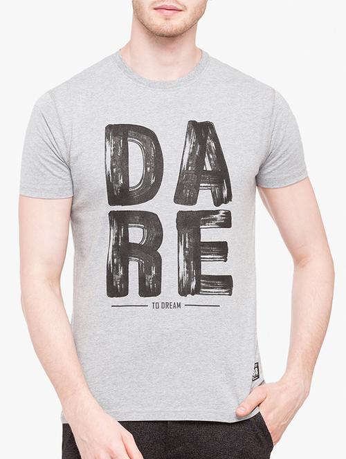 grey cotton chest print t-shirt - 14891868 - Standard Image - 1