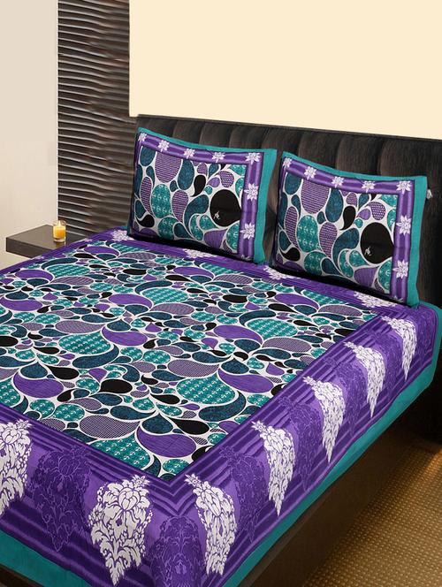 Cotton Traditional Double Bed Sheet With 2 Pillow Covers - 14891871 - Very Small Image - 1