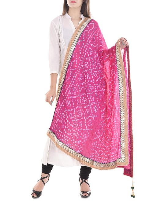 pink art silk bandhani dupatta - 14892170 - Standard Image - 1
