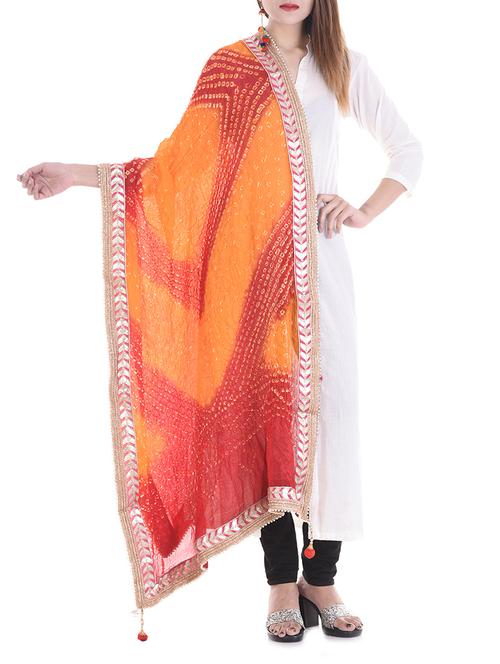 orange art silk bandhani dupatta - 14892173 - Standard Image - 1