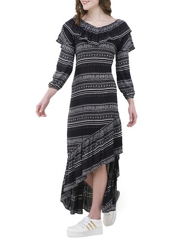 black printed asymetric dress - 14892180 - Very Small Image - 1
