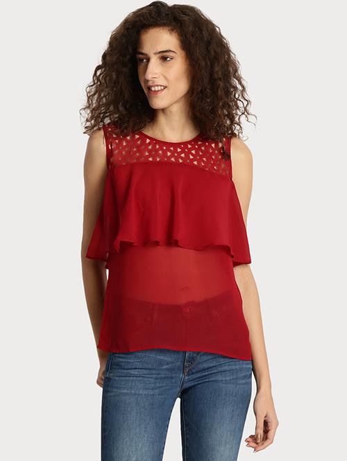 solid maroon layered top - 14892183 - Standard Image - 1