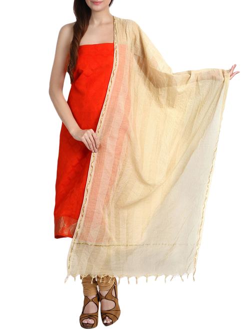 orange unstitched churidar suit - 14892244 - Very Small Image - 1