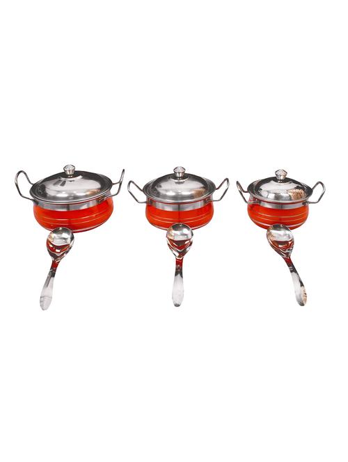 Stainless steel handi set 3 with lid and serving spoon - 14892320 - Very Small Image - 1