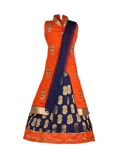 orange silk blend lehnga choli - 14892898 - Standard Image - 1