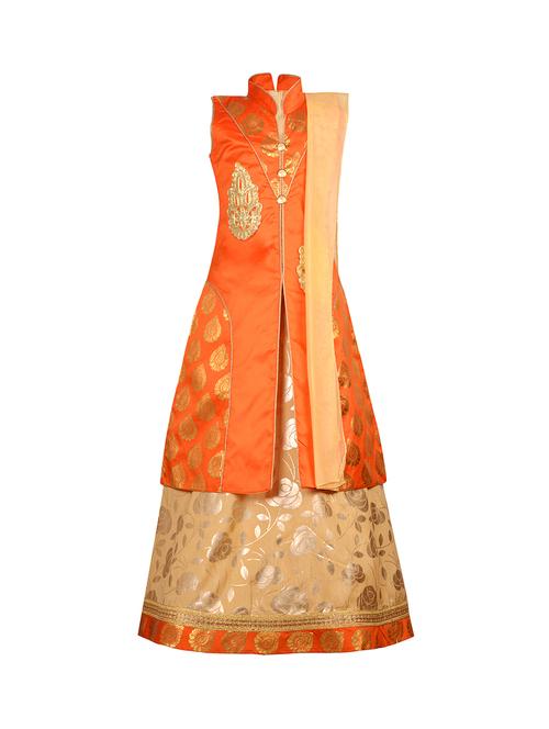 orange silk blend lehnga choli - 14892899 - Standard Image - 1