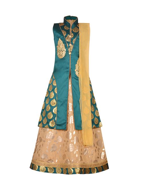 green silk blend lehnga choli - 14892901 - Standard Image - 1
