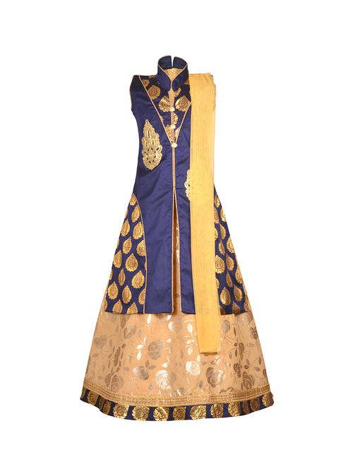 navy blue silk blend lehnga choli - 14892902 - Very Small Image - 1