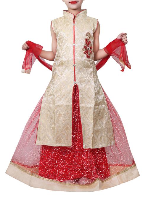 red silk blend lehnga choli - 14892905 - Standard Image - 1