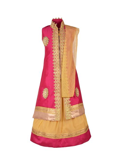 pink silk blend lehnga choli - 14892911 - Standard Image - 1