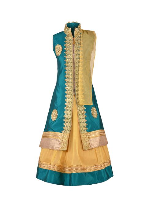 green silk blend lehnga choli - 14892912 - Standard Image - 1