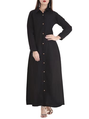 black cotton solid kurta - 14892940 - Very Small Image - 1