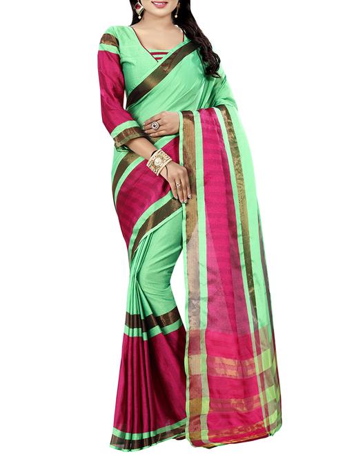 green woven saree with blouse - 14893050 - Very Small Image - 1
