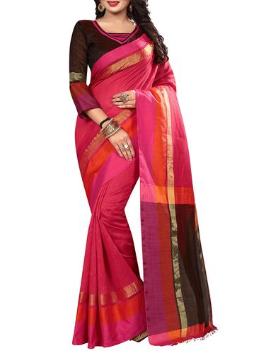 pink bordered saree with blouse - 14893062 - Very Small Image - 1