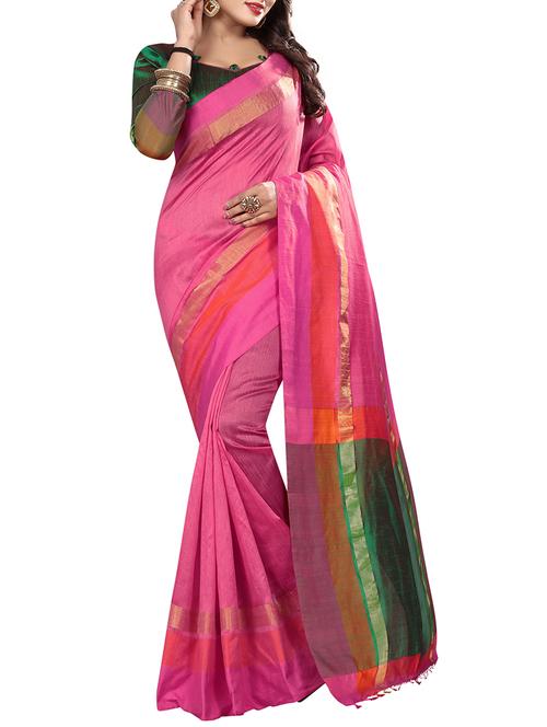 pink bordered saree with blouse - 14893063 - Very Small Image - 1