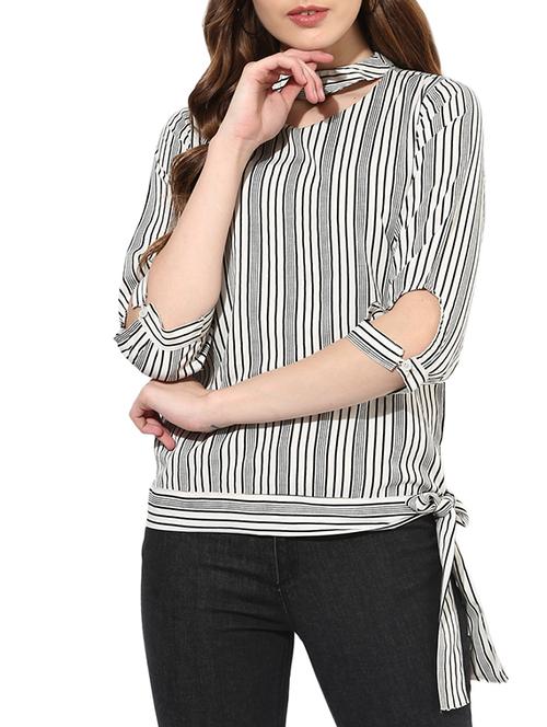 Choker neck self tie hem top - 14893095 - Standard Image - 1