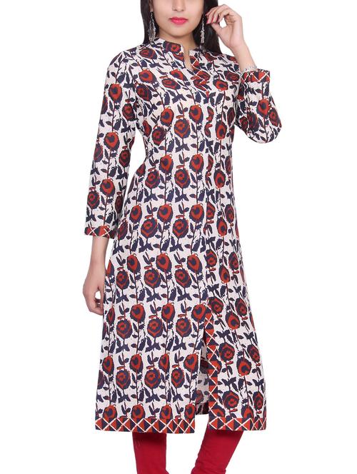 white cotton a-line kurta - 14893140 - Standard Image - 1