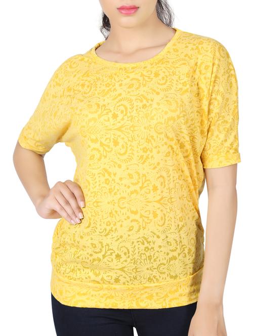 yellow cotton printed tee - 14893175 - Very Small Image - 1