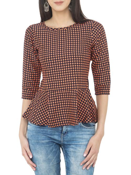 orange houndstooth peplum top - 14893208 - Standard Image - 1