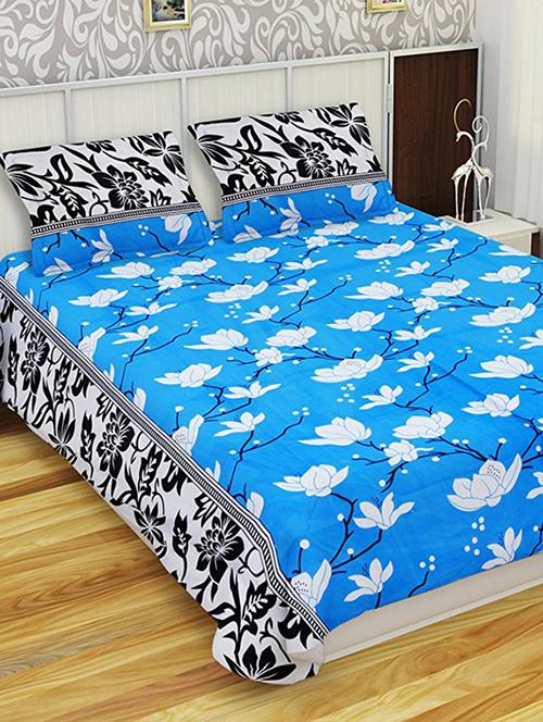 Polycotton Printed Floral Double bedsheet with 2 Pillow Covers - 14893210 - Very Small Image - 1